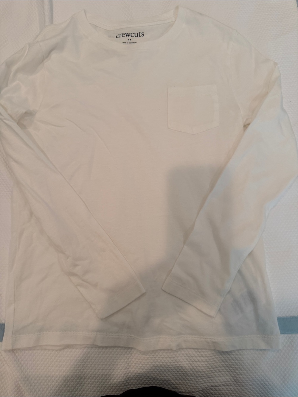 Boys crew cuts long sleeve white pocket tee, size 10, EUC